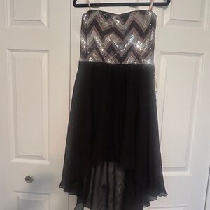 Black Strapless Sequin Dress